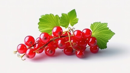 Wall Mural - Bunch of red currant isolated on white background. Generative Ai