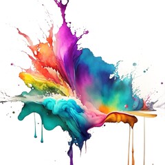 Poster - colored ink dancing on a white background, generative ai illustration