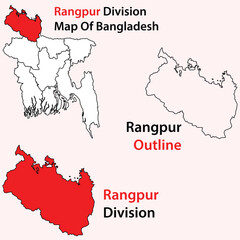 rangpur division, administrative divisions of bangladesh, rangpur district, rangpur region map in ba