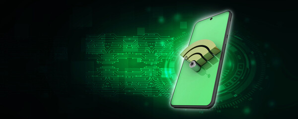 Poster - 3d illustration Transmitter mobile WiFi

