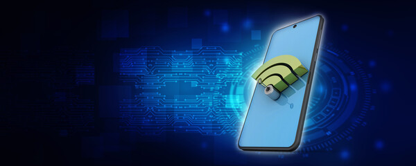 Poster - 3d illustration Transmitter mobile WiFi

