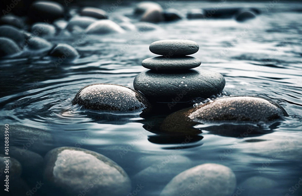 Ai generative. Stack of pebble stones Stock Illustration | Adobe Stock