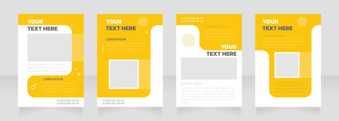 Kindergarten yellow and white blank brochure layout design. Vertical poster template set with empty copy space for text. Premade corporate reports collection. Editable flyer paper pages