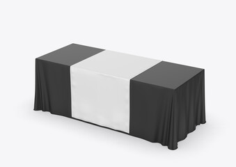 Wall Mural - Trade show exhibition advertising runner table adjustable cloth Banner or Table cover. 3d render illustration.	