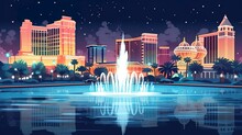 Abstract Background Las Vegas. The Electrifying Nightlife Of Las Vegas With An Illustration Featuring An Abstract Background And Captivating Banner Design. Generative AI.