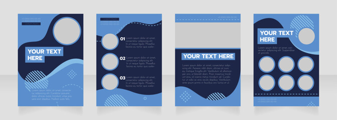 Wall Mural - marine industry dark blue blank brochure layout design. vertical poster template set with empty copy