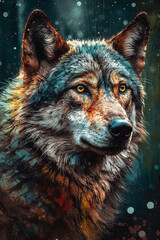 Canvas Print - Magestic wolf realistic Generative AI