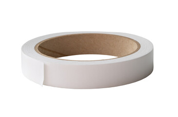 Single white double scotch tape or foam tape isolated on white background with clipping path in png file format.