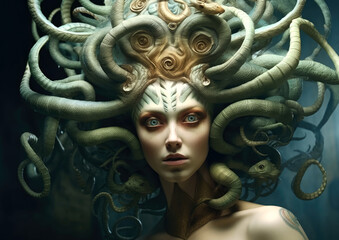 Wall Mural - mythical lady medusa . Generative AI