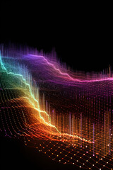 Poster -  A time-lapse photograph capturing the movement of stock market chart lines over a period of time, illustrating the continuous fluctuations and trends.  Generative AI technology.