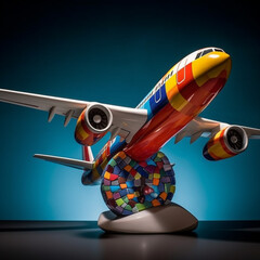Aufkleber -  An abstract sculpture of airplanes created using unconventional materials or unique perspectives, showcasing the creativity and innovation in aviation design.  Generative AI technology.