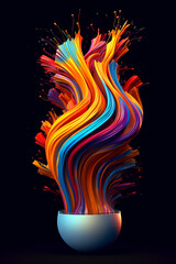 Fototapete -   digital artwork of an abstract object composed of vibrant colors and fluid lines, evoking a sense of movement and energy.  Generative AI technology.