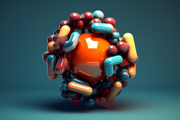 Fototapete - A digital illustration of an abstract object, blending organic and geometric shapes to create a harmonious and balanced composition.  Generative AI technology.