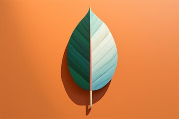 Poster -  A minimalist abstract painting of a leaf, with bold geometric shapes and contrasting colors, capturing the essence of simplicity and elegance.  Generative AI technology.