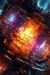 Poster -  A digital composition of abstract shapes and textures resembling electrical currents, illustrating the concept of clear energy in a visually captivating way.  Generative AI technology.