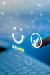 © Urupong - service users give rating to service experience on online application for Customer review satisfaction feedback survey concept, vertical