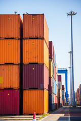 Shipping containers stacked