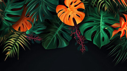 minimalist abstract art tropical leaves gradient color background
