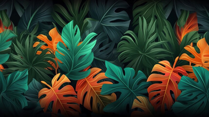 minimalist abstract art tropical leaves gradient color background
