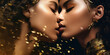 Zwei liebende beim Küssen im romantischen Abend Sonnen Licht, ai generativ