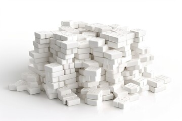 Aufkleber - white bricks isolated on white background. Generated by AI.