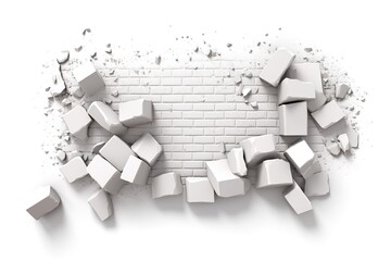 Aufkleber - white bricks isolated on white background. Generated by AI.