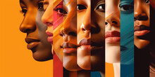 Collage Banner Mit Multikulturellen Multikulti Personen, Ai Generativ