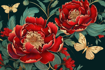 Wall Mural - luxury oriental flower background . exotic nature design for cover, wall art, invitation, fabric, po