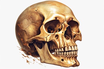 Poster - skull drawing isolated on white background. Generated by AI.