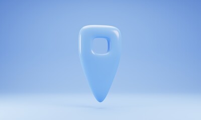 Poster - Mark location icon with blue color isolated on blue background. 3d rendering illustration