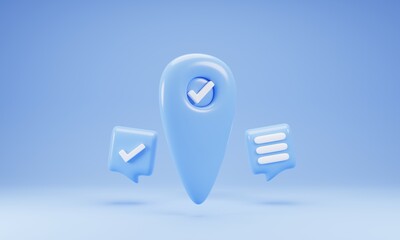 Poster - 3d rendering Mark location icon isolated on blue background. 3d illustration