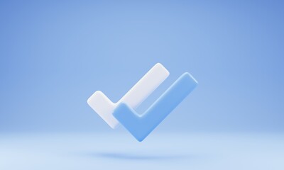 Poster - 3d rendering checklist icon with blue and white color. 3d illustration