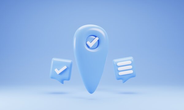 3d rendering Mark location icon isolated on blue background. 3d illustration