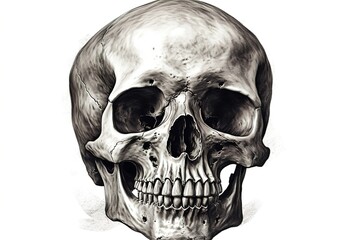 Poster - skull drawing isolated on white background. Generated by AI.