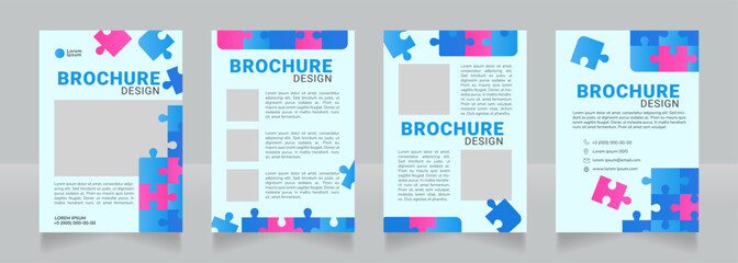 Science for children blank brochure design. Template set with copy space for text. Premade corporate reports collection. Editable 4 paper pages. Roboto Black, Roboto, Nunito Light fonts used
