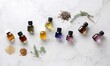 A captivating sight from the top: a mosaic of carefully curated essential oils. Creating using generative AI tools