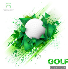 Grungy texture, 3D pyramid shapes and golf ball