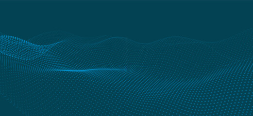 Abstract digital wave of particles. Futuristic point wave. Technology background vector. 3D rendering.