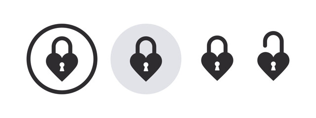 Wall Mural - Locks in the form of hearts. Padlocks icons. Security symbol icons. Vector scalable graphics