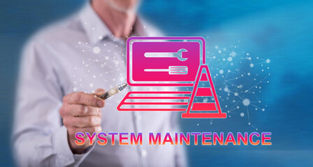 Poster - Man touching a system maintenance concept