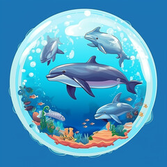 Wall Mural - Nature Ocean World Day Illustration AI Generated