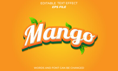 Poster - mango text effect, font editable, typography, 3d text. vector template
