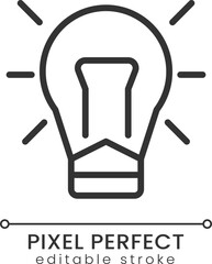 Sticker - Light bulb pixel perfect linear icon. Creative thinking. Innovative startup. Business development. Thin line illustration. Contour symbol. Vector outline drawing. Editable stroke. Poppins font used