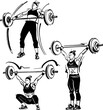 vector sketch of the weightlifter doing snatch 