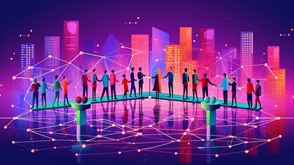 Aufkleber - Business ecosystems and partnerships concept. Generative Ai