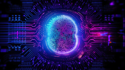 Poster - Fingerprint scanning, biometric authentication. Generative Ai
