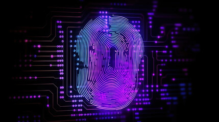 Aufkleber - Technology background, biometric authentication, fingerprint scanning. Generative Ai