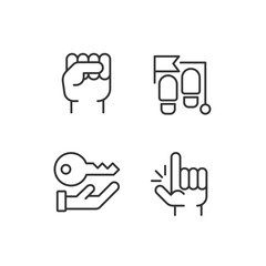 Poster - Goal setting pixel perfect linear icons set. Development and progress. Process stages. Corporate access. Customizable thin line symbols. Isolated vector outline illustrations. Editable stroke