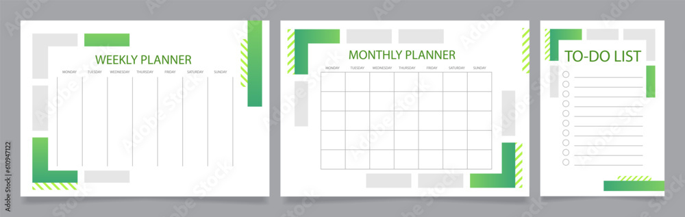 Business planning worksheet design templates set. Printable goal ...