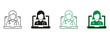 Online Remote Healthcare Pictogram. Online Digital Medicine Line and Silhouette Icon Set. Virtual Medical Service, Telemedicine Symbol Collection. Doctor in Computer. Isolated Vector Illustration